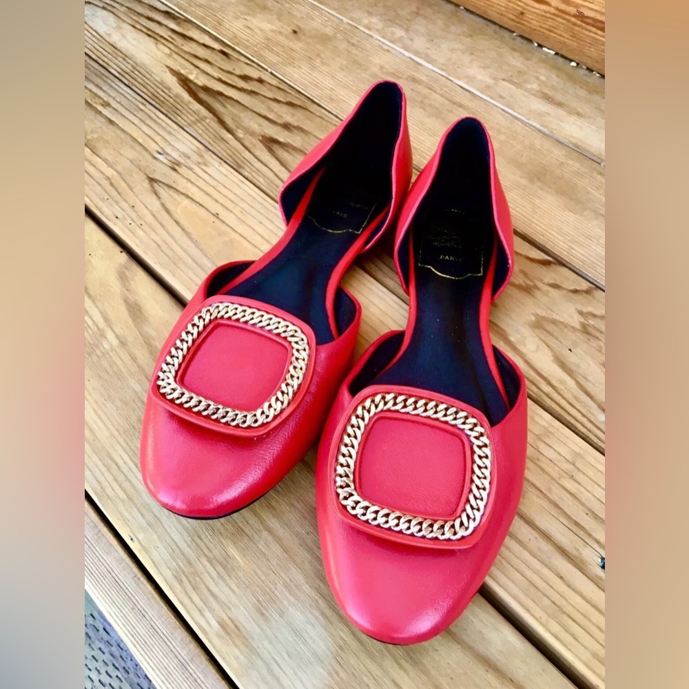 Leather ballernia flats red size 7